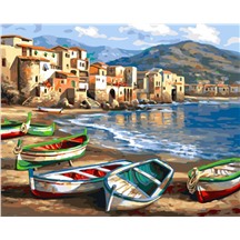 Картина для рисования по номерам "Лодки на берегу" арт. GX 4812 m