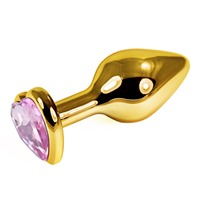 LoveToy Gold Heart, розовыйЗолотая втулка с розовым кристаллом-сердечком