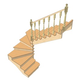 №3.1.1.2. Лестница с разворотом на 180 градусов, с забежными ступенями, интернет-магазин Sportcoast.ru