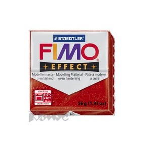 Глина полимерная красная с блестками,56гр,запек в печке,FIMO,effect,8020-202