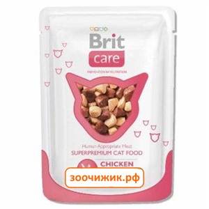 Влажный корм Brit Care для кошек курица и утка пауч (80 гр)