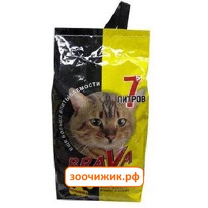 Минеральный впитывающийывающий наполнитель Брава (для гладкошерстных) для кошек 7л (4.2кг)