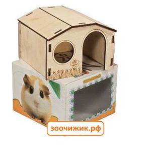 Домик Zoo-M "Сарай" лазерная резка, для грызунов, упакованный в сувенирную коробку