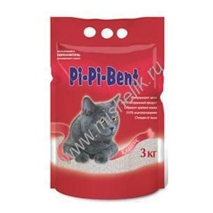Pi-Pi-Bent Classik 3кг п/э пакет комкующ. наполнитель для кошачьего туалета из природного бентонита 1х6шт