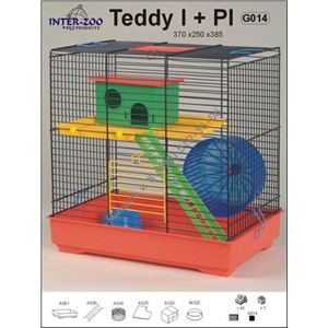 INTER-ZOO Клетка TEDDY I+ пласт.комплект(домик,колесо,лесенка) 370х250х385 (цветная)