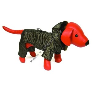 DEZZIE Комбинезон для собак стеганный  черный с мех капюшоном 20 см