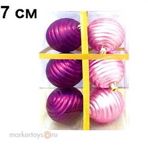 Ел.набор 37703 Шар Япония розовый, фиолетовый 7см., 6 шт.
