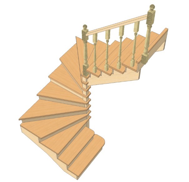 Лестницы из дерева с поворотом на 180 градусов