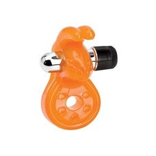 Оранжевое эрекционное кольцо с вибрацией и стимулятором клитора Sex Please! Wiggily Vibrating Cock Ring