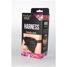 Чёрные трусики-джоки Kanikule Strap-on Harness universal Comfy Jock с плугом и кольцами
