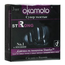 Супер прочные презервативы чёрного цвета Okamoto Strong - 3 шт.