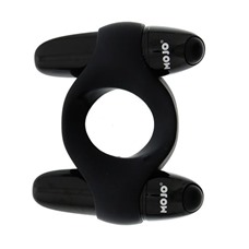 Чёрное эрекционное кольцо с 2 виброэлементами MOJO CATAMARAN