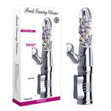 Серебристый вибратор Beads Dancing Silver - 27,5 см.