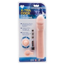 Набор для плотских утех CyberSkin- 3-in-1 Vibrating X-tra Cock: насадка-удлинитель, вибропуля и эрекционное кольцо