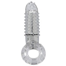 Прозрачное эрекционное кольцо с вибрацией и пальчиком OYEAH CLEAR