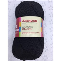 Пряжа "Альпака". Длина нити: 190м. В упак 10 мот по 50гр. Цвет: № 0140 (черный)