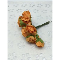 Букетик роз бумажный цвет: оранжевый (orange). Размер цветка 15мм