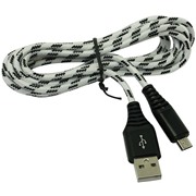 Кабель SmartBuy (iK-302cm-2-k) micro USB белый, нейлон, 3 м, 2A