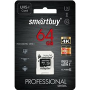 Карта памяти MicroSDXC 64 Gb SmartBuy class10 PRO90/80Mb/s SB64GBSDCL10U3-01