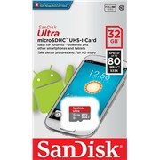 Карта памяти MicroSDHC 16 Gb SanDisk Ultra 80Mb/s б/ад SDSQUNS-016G-GN3MN
