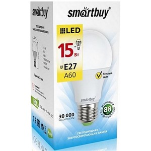 Светодиодная лампа Smartbuy E27 / A60 / 15Вт/теплый SBL-A60-15-30K-E27