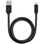 Кабель Deppa (72266) Apple 8-pin черный, 1.2 м, MFI  алюминий/экокожа