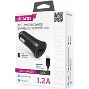 Авто З/У OLMIO (038637) USB 1.2 A + кабель micro USB черный