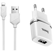 З/У Hoco (C11) USB +кабель Apple 8-pin белый, 1A