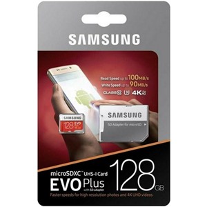 Карта памяти MicroSDXC_128 Gb Samsung EVO PLUS 100Mb/s  MB-MC128GA/RU / Read 100Mb/s / Write 90mb/s