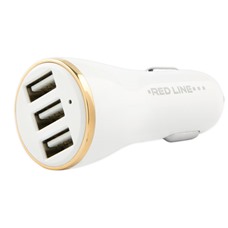 Зарядное устройство автомобильное RED LINE Lux Z3, 3 порта USB, выходной ток 3,4 А, белое, УТ000010361 ОЗ