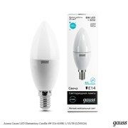  Gauss Лампа Gauss LED Elementary Candle 6W E14 4100K 1/10/50 (LD33126)