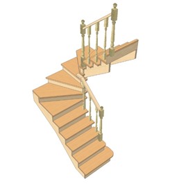 №3.1.1.5. Лестница с разворотом на 180 градусов, с забежными ступенями, интернет-магазин Sportcoast.ru