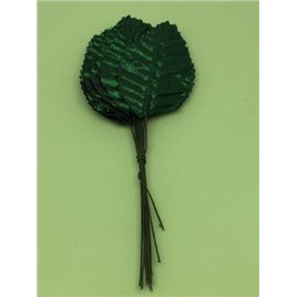 Листочки декоративные 3,8см х 6см. Цвет: 2 green (зеленый). Упак 12 листочков.