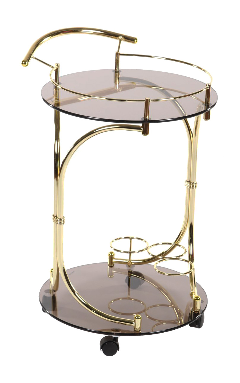 столик сервировочный круглый стеклянный на колесиках