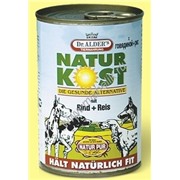 Dr. ALDER`S Natus Kost консервы для чувствительных собак рубленое мясо Говядина, Рис 400 гр