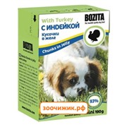 Консервы Bozita mini для щенков и собак кусочки в желе с индейкой (190гр)