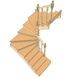 №3.1.2.4. Лестница с разворотом на 180 градусов, с забежными ступенями, интернет-магазин Sportcoast.ru