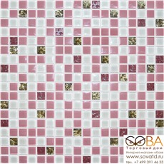 Мозаика  стекло № 1027 микс розовый-платина 300х300/15/6 купить по лучшей цене в интернет магазине стильных обоев Сова ТД. Доставка по Москве, МО и всей России