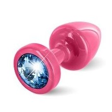 Розовая пробка с голубым кристаллом ANNI round Pink T1 Blue - 6 см.