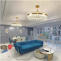 Золотая люстра с граненым стеклом на штанге "Корона"